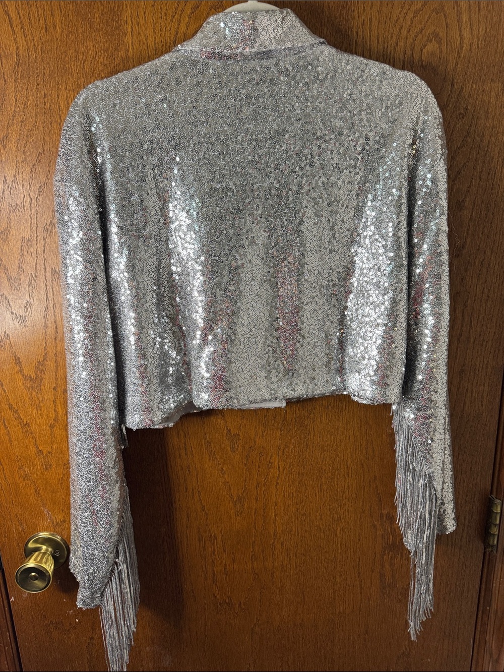 12th Tribe Star Crossed Silver Sequin Fringe Jacket NWT S/M Western - Picture 4 of 8